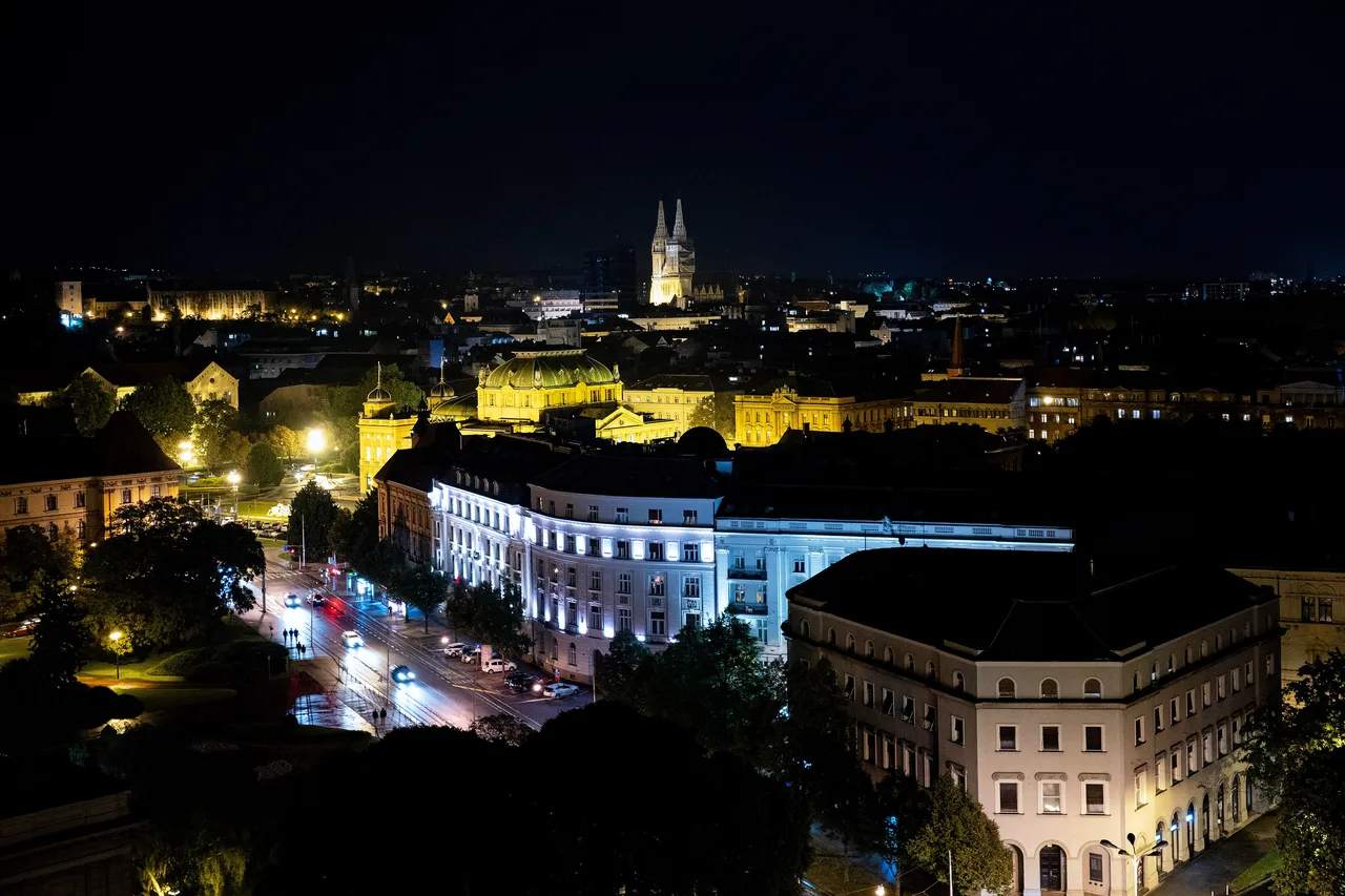 Zagreb old town and cathedral at night